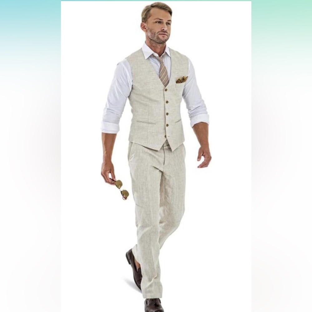Linen Vest and Pants Suit
